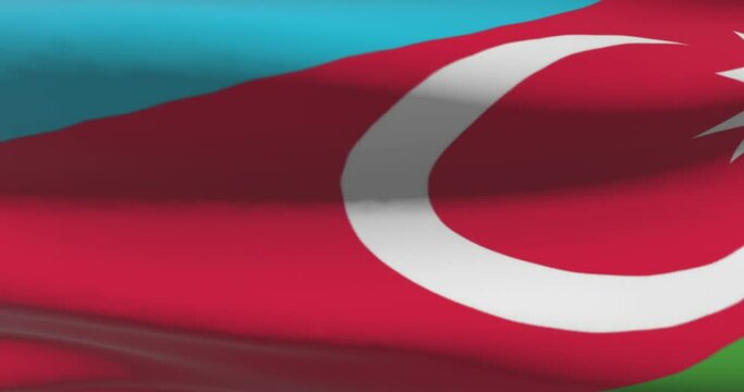 Azerbaijan national flag footage. Azerbaijani waving country flag on wind