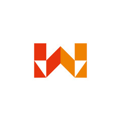 letter w triangle mosaic shadow geometric logo vector