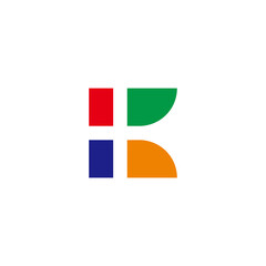 letter k colorful motion geometric simple logo vector