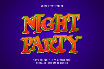 Night party text, editable font effect