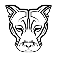 Black and white line art of pitbull dog head. Good use for symbol, mascot, icon, avatar, tattoo, T Shirt design, logo or any design