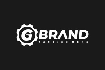 letter G gear typography logo