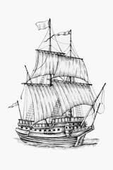 Hand drawn sailing boat vector