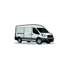 delivery van car isolated vector for mock up, illustration or logo - obrazy, fototapety, plakaty