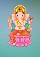 Lord Ganpati, Ganpati on Lotus Background, Ganpati, happy Ganesh Chaturthi