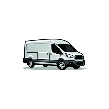 delivery van car isolated vector for mock up, illustration or logo
