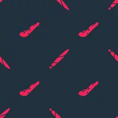 Printed roller blinds Military pattern Set Police shotgun and Marijuana joint on seamless pattern. Vector