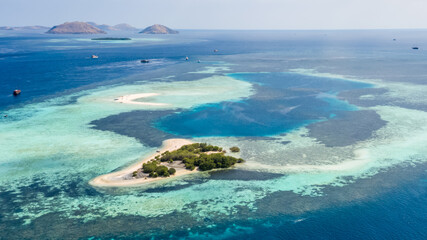 Naklejka na ściany i meble Aerial view of Taka Makasar Island in Komodo islands, Flores, Indonesia.