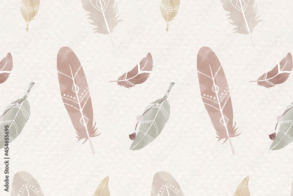 Poster seamless bohemian feather pattern vector background