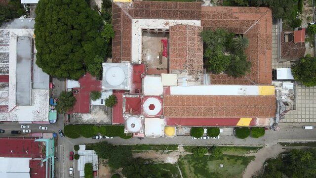 Aerial view of Chiapa de Corzo cathedral, Chiapas, Mexico
