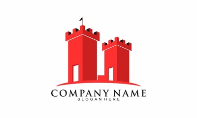 Red castle vector logo