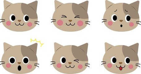 かわいい猫の表情別アイコンセット