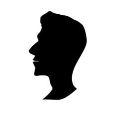 the man's head is an isolated silhouette on a white background