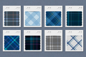 Plaid pattern fabric sample swatch design element set - obrazy, fototapety, plakaty
