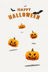 Happy Halloween background with Jack O'Lantern and bat elements