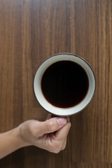 hot coffee cup on table at morning, relax time