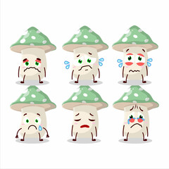 Green amanita cartoon character with various angry expressions