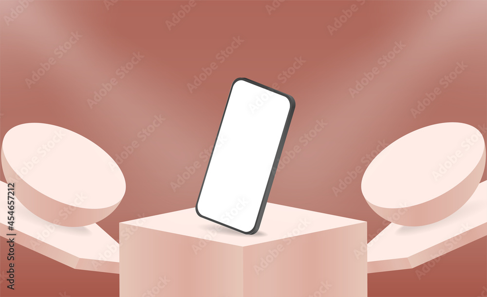 Poster minimalistic 3d isometric illustration cell phone. smartphone perspective view. side view. template 