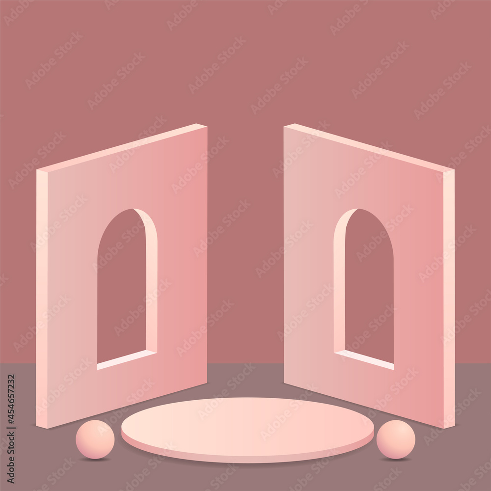 Poster studio viewing platform with podium rendering 3d background vector rendering. for cosmetic product p
