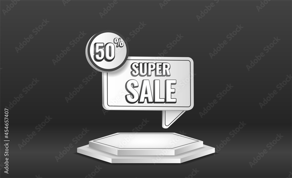 Poster mockup of blank template layout of stage illuminated by spotlights. 3d render illustration. scene is