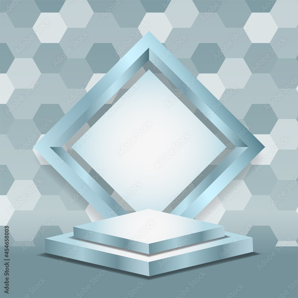 Poster studio viewing platform with podium rendering 3d background vector rendering. for product promotion.