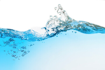 Fototapeta na wymiar Blue Water Splash on White Background. Water Wave. 