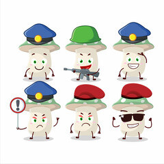 A dedicated Police officer of green amanita mascot design style