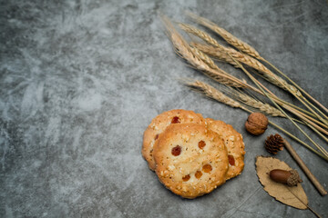 cookie on table, homemade dessert, bakery