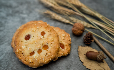 cookie on table, homemade dessert, bakery