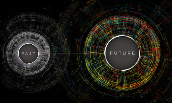 Past and present - Background Abstract design circuit elements technology. Abstract futuristic background, Abstract art wallpaper. Vector illustration.