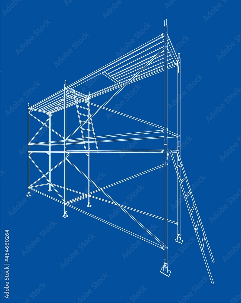 Poster prefabricated scaffolding. vector