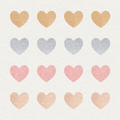 Fototapeta na wymiar Glitter heart sticker set