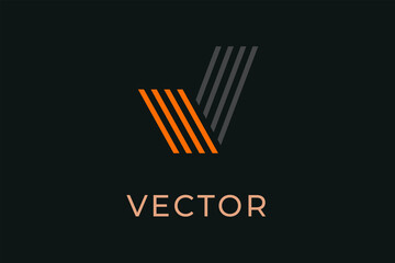 Letter V creative line art technological business  logo