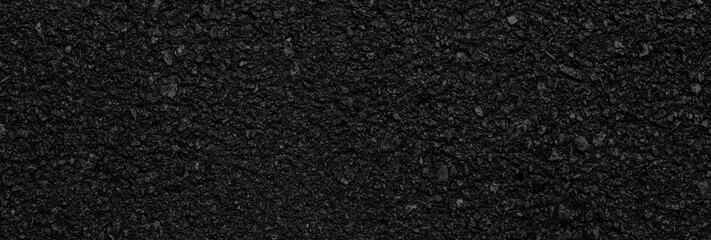 Panorama of rough black asphalt surface texture and background seamless