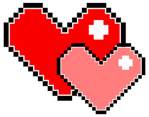 Obraz premium Red and pink pixel heart isolated