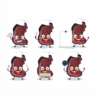 Cartoon character of jelly ear with various chef emoticons