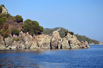 Fototapeta premium The coast of Mediterranean sea on the Turkish Riviera