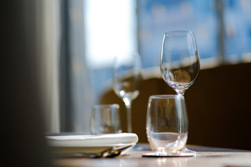 empty glass water on the table
