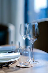 empty glass water on the table
