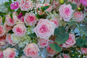 wedding flower decoration selective focus, soft focus of white flower
