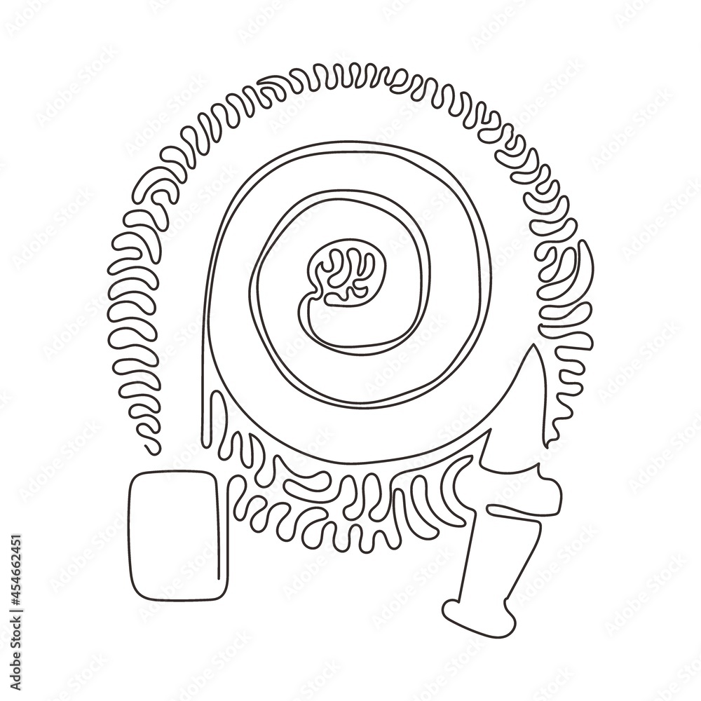 Poster single continuous line drawing fire hose logo in trendy style. suitable for many purposes. firefight