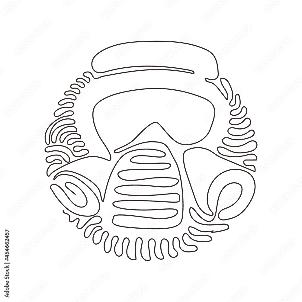 Poster single continuous line drawing mask with glasses and air filters. defense and protection against poi