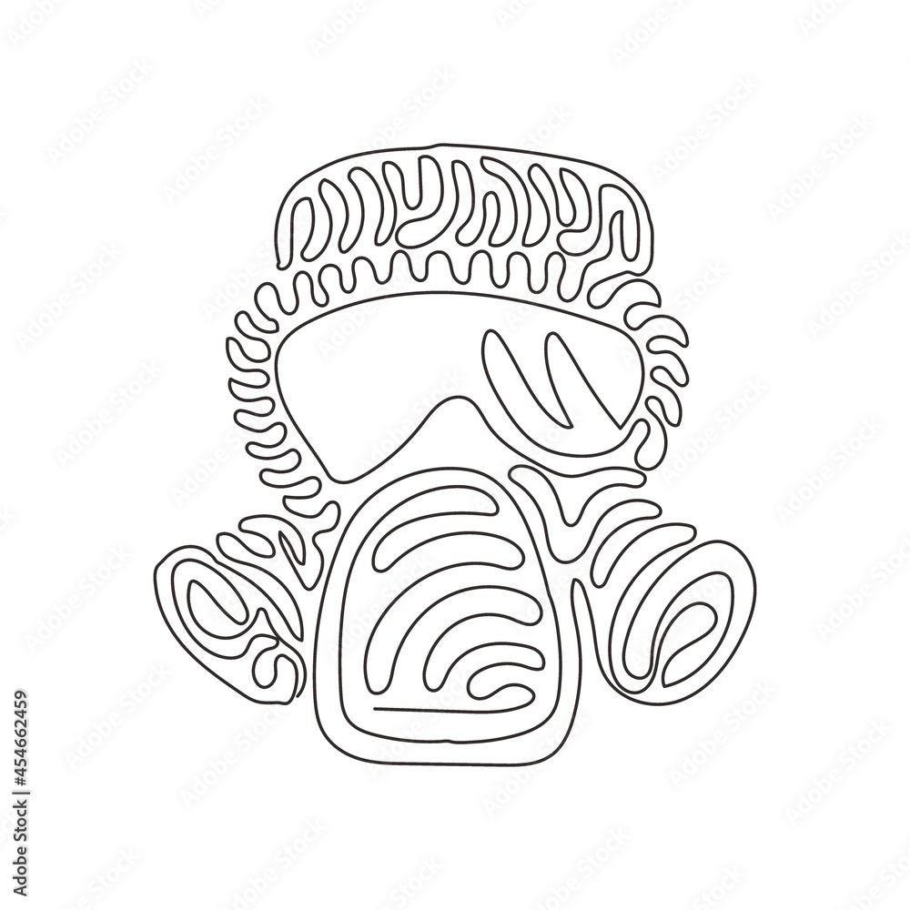 Poster continuous one line drawing mask with glasses and air filters icon. defense and protection against p