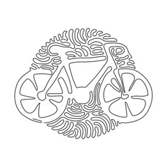 Continuous one line drawing Bicycle. Bike icon. Cycling concept. Sign for bicycles path Isolated. Trendy flat style for graphic design, logo. Swirl curl circle background style. Single line draw