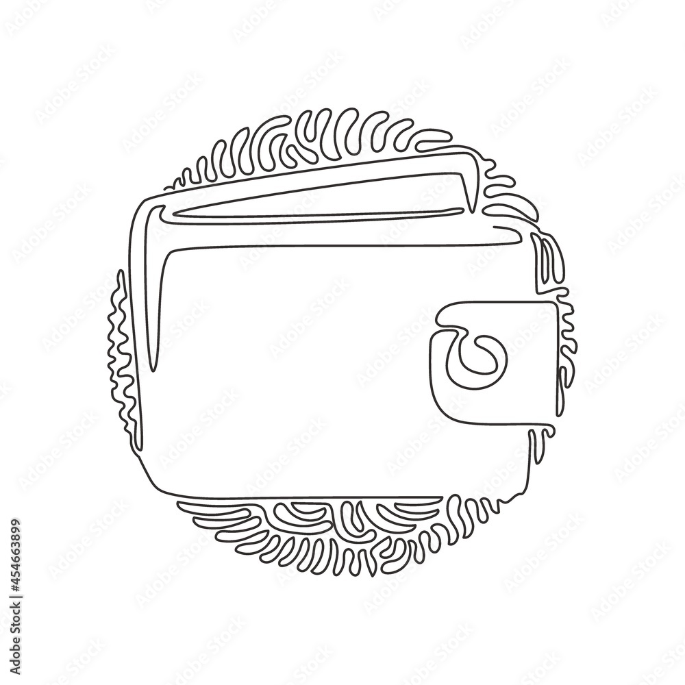 Poster single one line drawing wallet icon in trendy flat style. outline money wallet. modern wallet line i