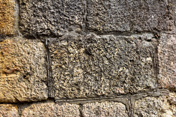 Stone wall backgrounds for working design, various solutions and structures, top angle, close-up.