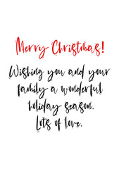 merry christmas Holiday gift card with hand lettering designs greeting messages greeting cards vector illustration.