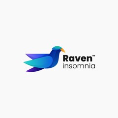 Fototapeta premium Vector Logo Illustration Raven Gradient Colorful Style.