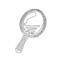 Continuous one line drawing Mirror with handle for make-up. Hand mirror. Blank handheld makeup mirrors. Female beauty accessories. Swirl curl style. Single line draw design vector graphic illustration