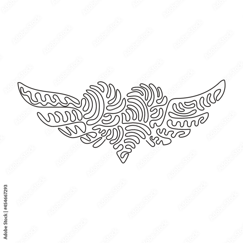 Aufkleber single continuous line drawing heart with open wings holiday romantic decoration logo vector image. 